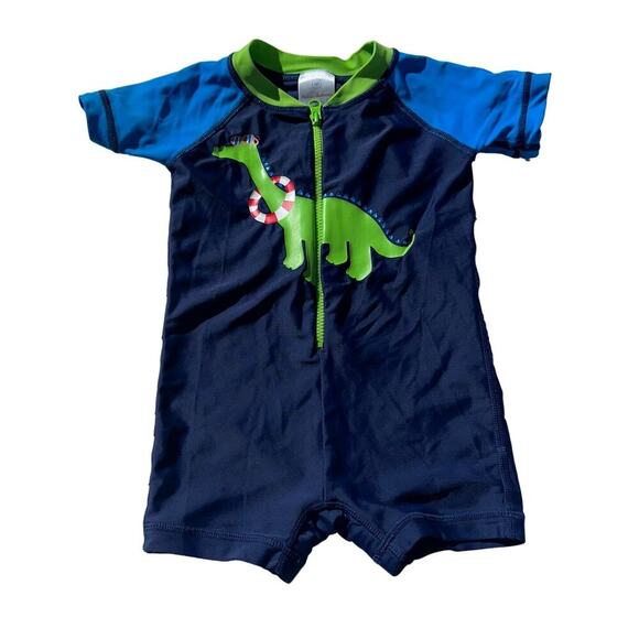 Hanna Andersson Rash Guard Swimsuit w Dino, VGUC, Sz 60cm (3-6mo) (AA2) - Picture 1 of 8